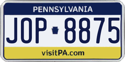 PA license plate JOP8875