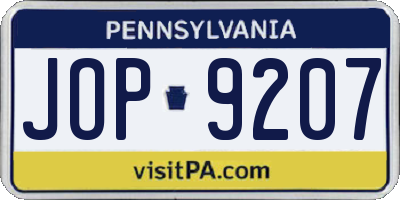 PA license plate JOP9207