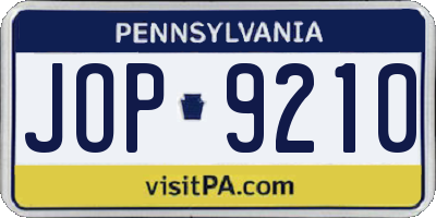 PA license plate JOP9210