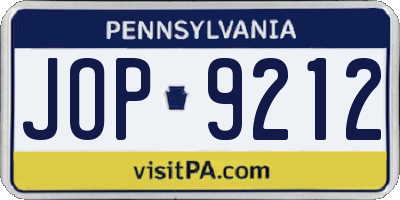PA license plate JOP9212