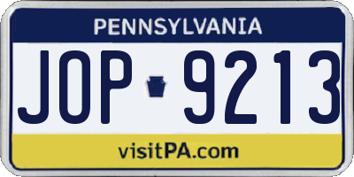 PA license plate JOP9213