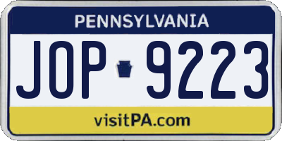 PA license plate JOP9223
