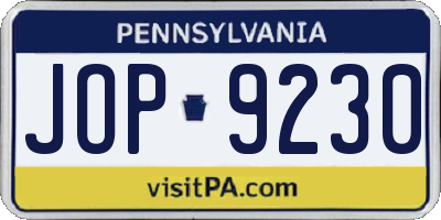 PA license plate JOP9230