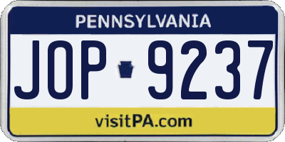 PA license plate JOP9237
