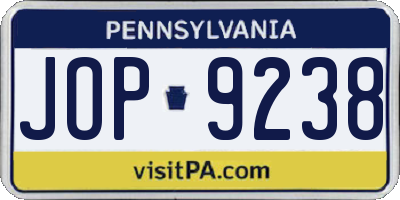 PA license plate JOP9238