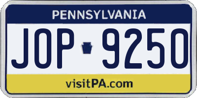 PA license plate JOP9250