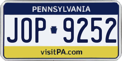 PA license plate JOP9252