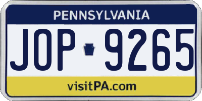 PA license plate JOP9265