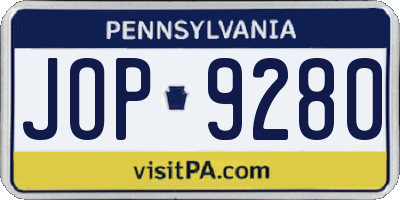 PA license plate JOP9280