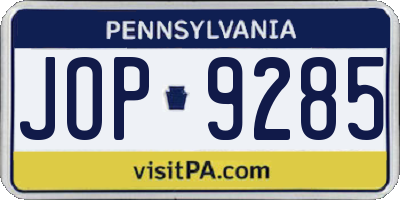 PA license plate JOP9285