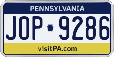 PA license plate JOP9286