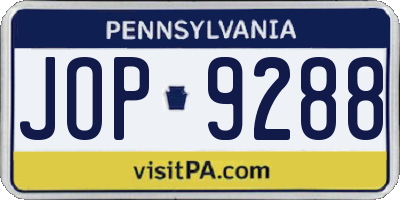 PA license plate JOP9288