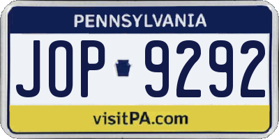 PA license plate JOP9292