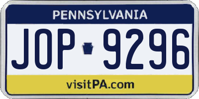 PA license plate JOP9296