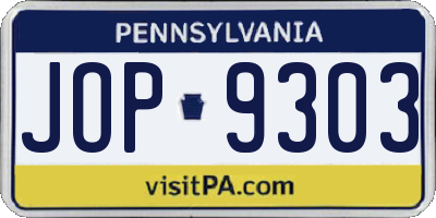PA license plate JOP9303