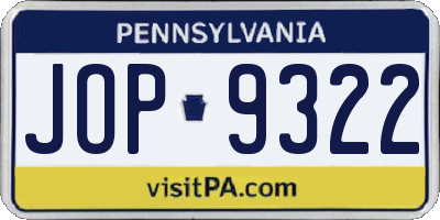 PA license plate JOP9322