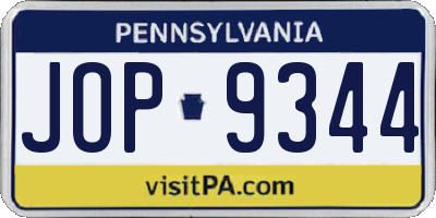 PA license plate JOP9344