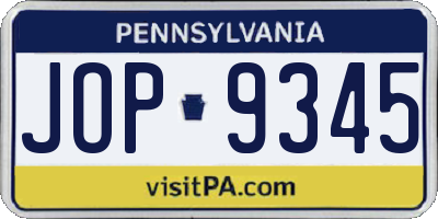 PA license plate JOP9345