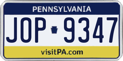 PA license plate JOP9347
