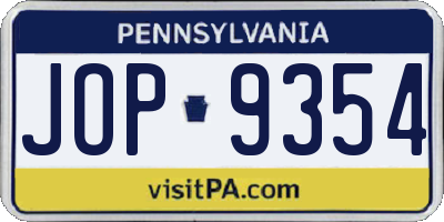 PA license plate JOP9354