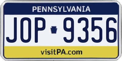 PA license plate JOP9356