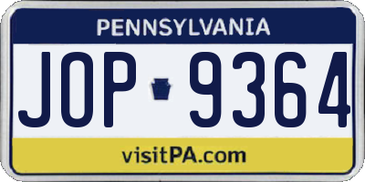 PA license plate JOP9364