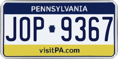 PA license plate JOP9367