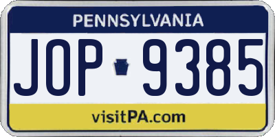 PA license plate JOP9385
