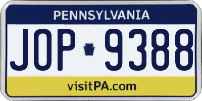 PA license plate JOP9388
