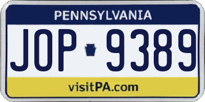 PA license plate JOP9389