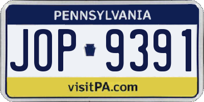 PA license plate JOP9391