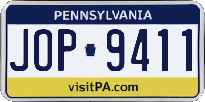 PA license plate JOP9411