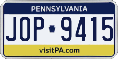 PA license plate JOP9415
