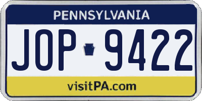PA license plate JOP9422