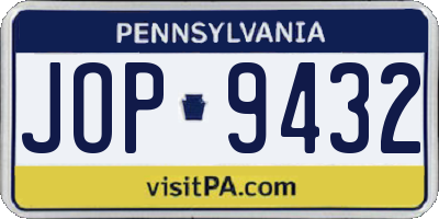 PA license plate JOP9432