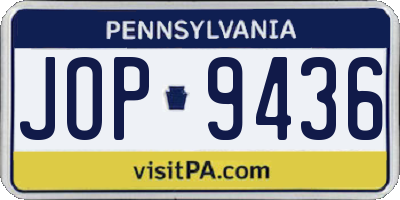 PA license plate JOP9436