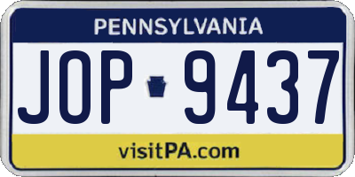 PA license plate JOP9437