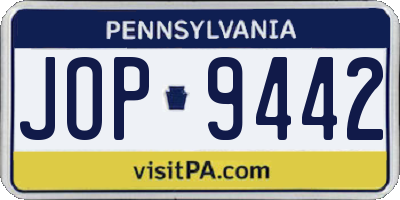 PA license plate JOP9442