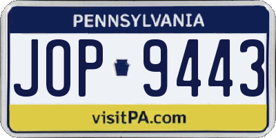 PA license plate JOP9443