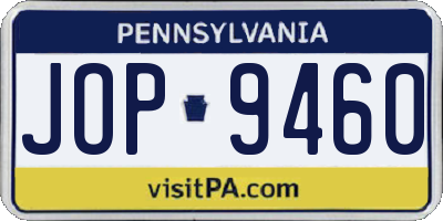 PA license plate JOP9460