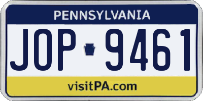 PA license plate JOP9461