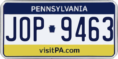 PA license plate JOP9463