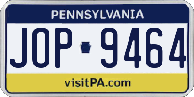 PA license plate JOP9464
