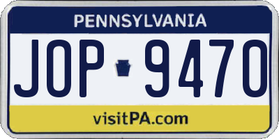 PA license plate JOP9470