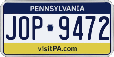 PA license plate JOP9472