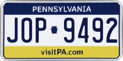 PA license plate JOP9492