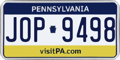 PA license plate JOP9498