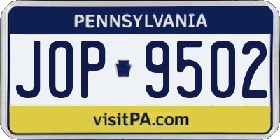 PA license plate JOP9502