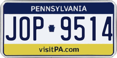 PA license plate JOP9514