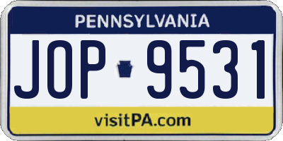 PA license plate JOP9531